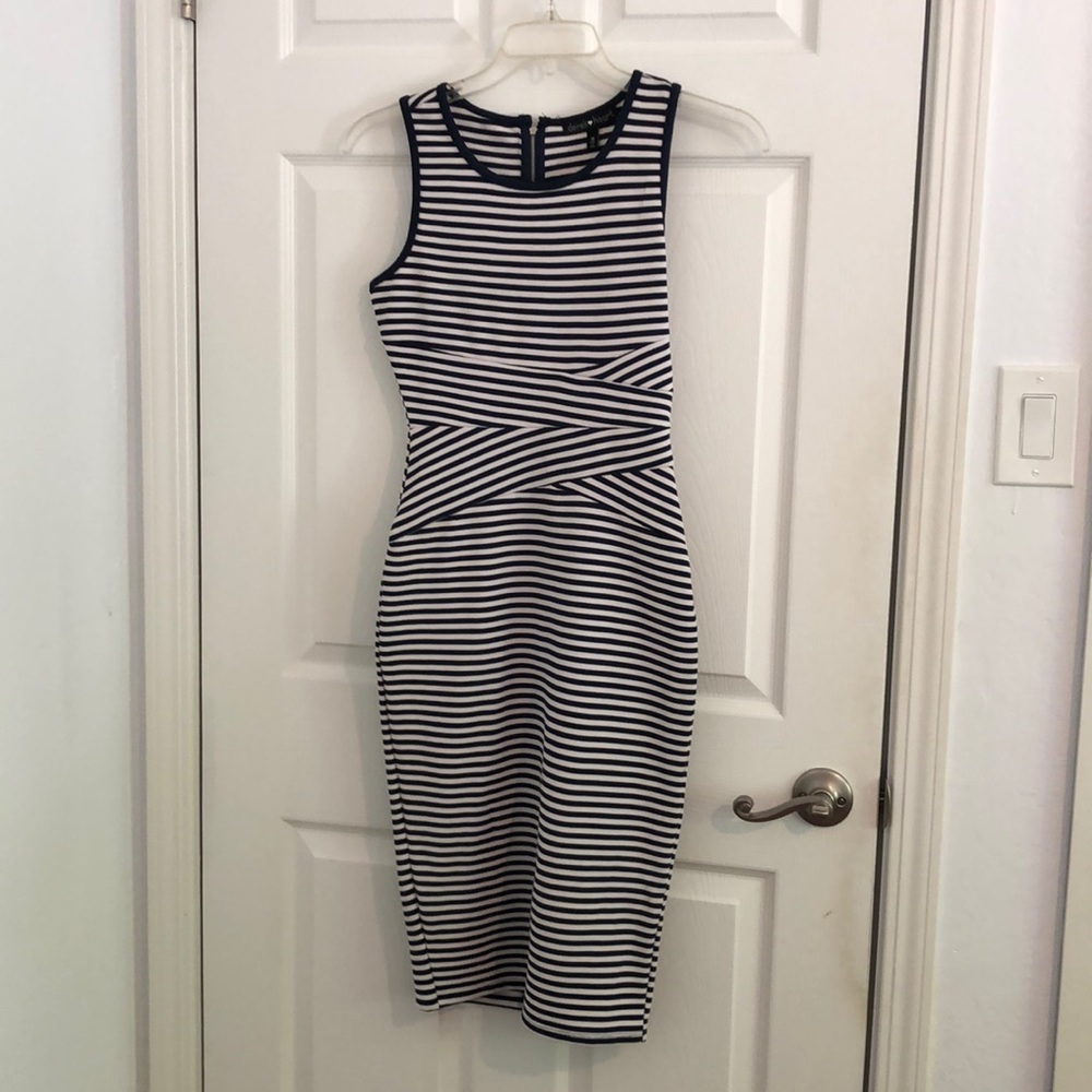 Navy Striped Midi Dress
